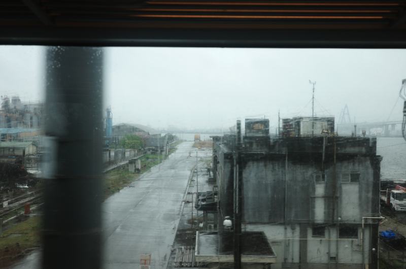 A picturesque yet gloomy industrial port landscape along Nagoya port.