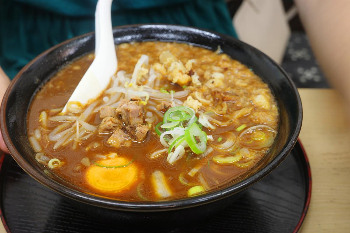 Miso ramen with row egg topping at Inaya.