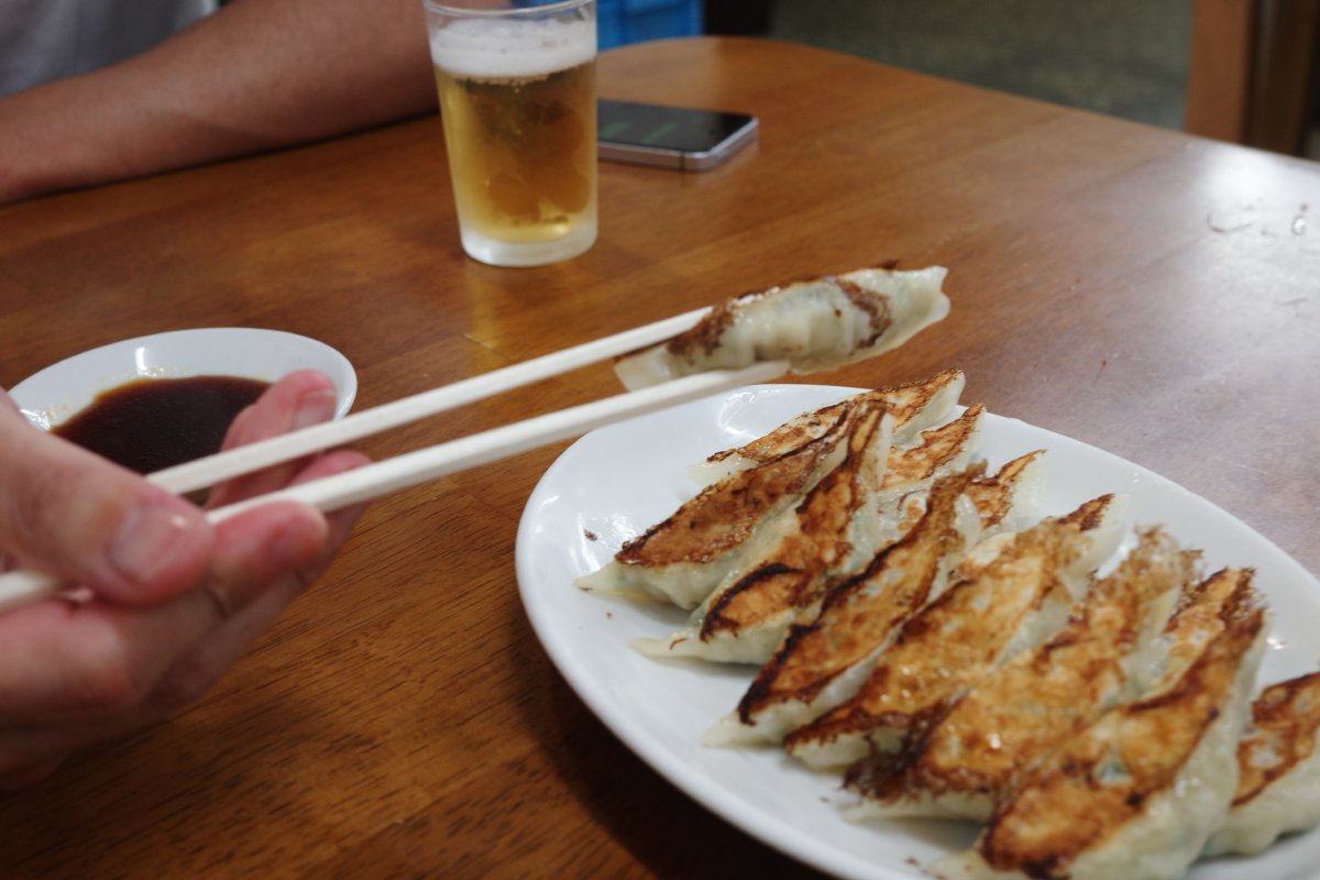 Gyoza and beer