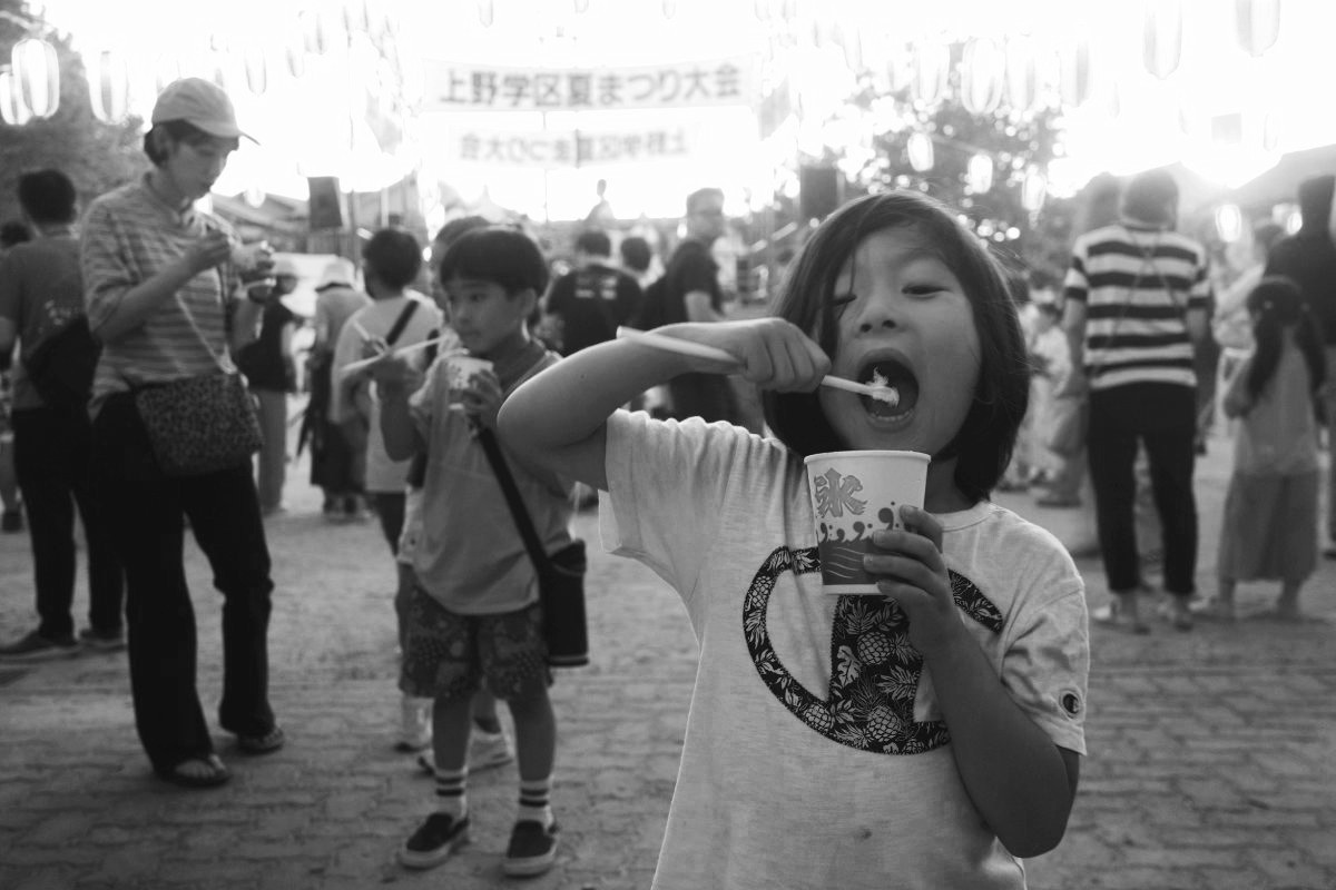 Kids enjoy crushed ice