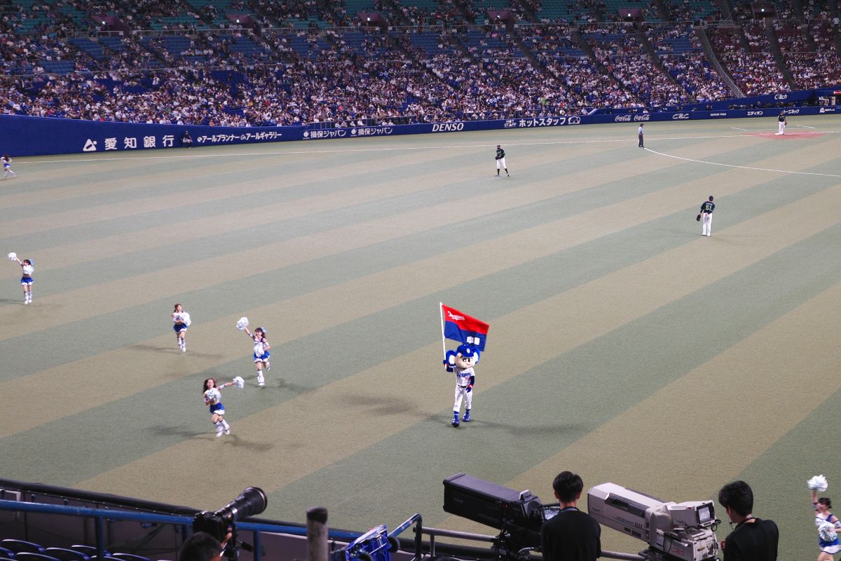 The in-game cheering ceremonies at Vantelin Dome Nagoya.