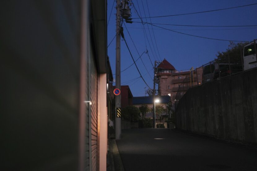 A stunning view of Higashiyama Water-Supply Tower against an autumn backdrop.