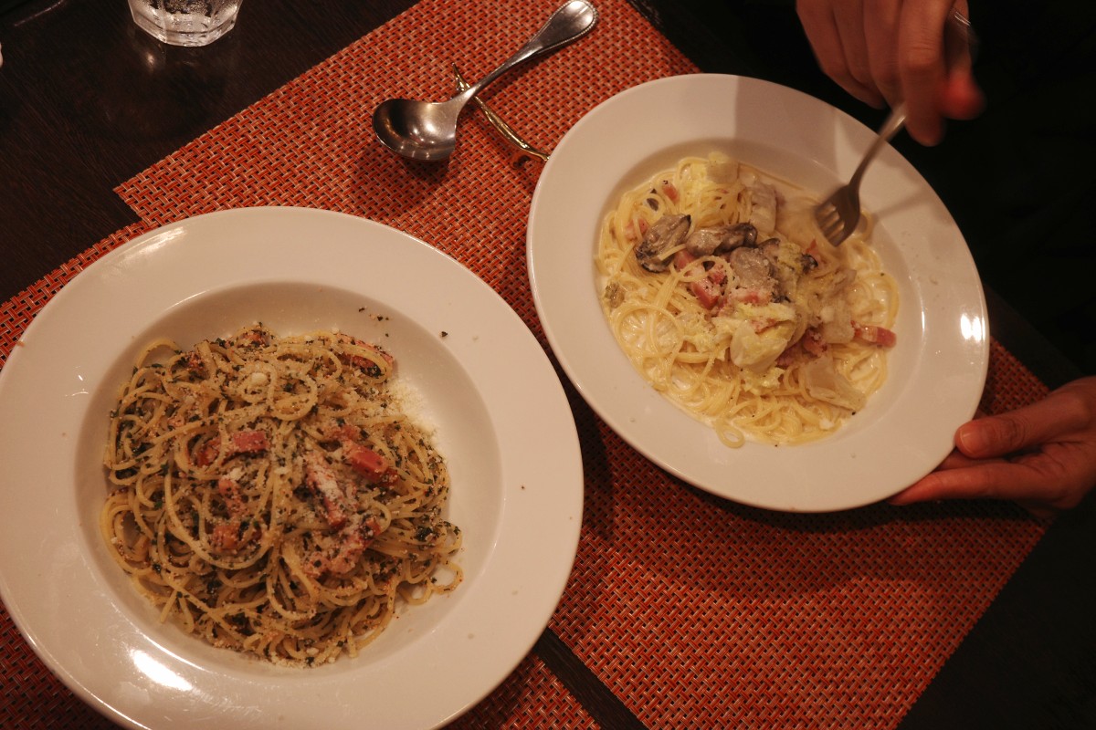 Tarako Pasta (Cod Roe Pasta) and Creamy Oyster Pasta at GIGI in Tsurumai.