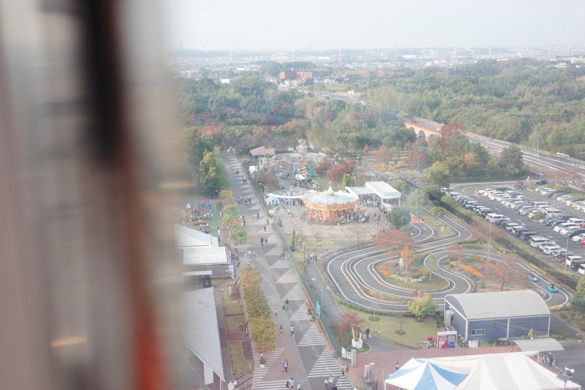 View from the Ferris wheel of the park and amusement area of Kariya Highway Oasis.