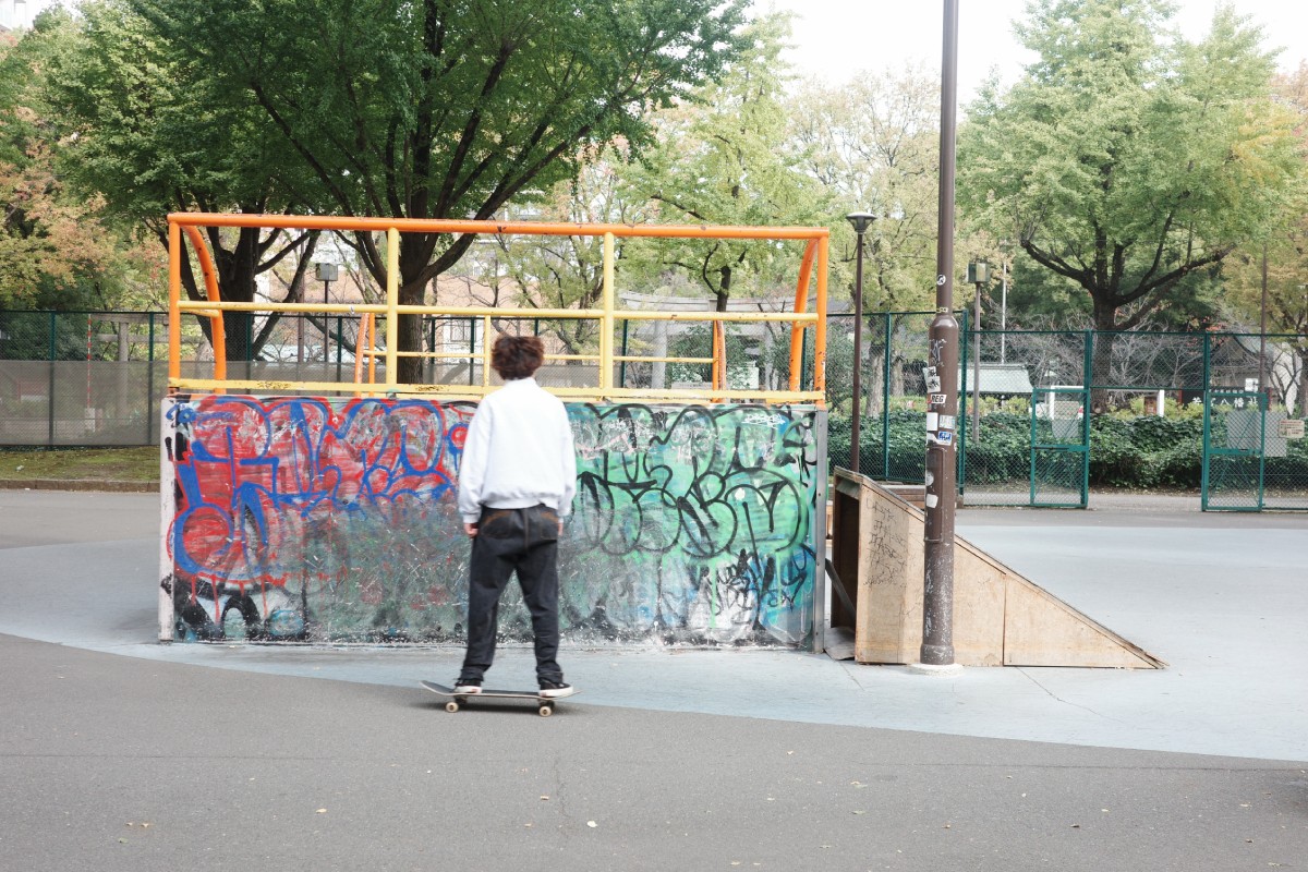 Skater showcasing skills at Wakamiya Odori Park in Nagoya.