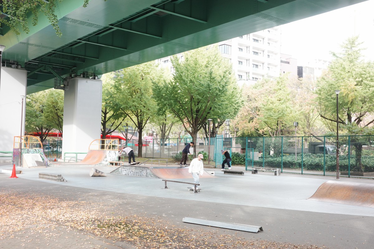 Skaters showcasing skills at Wakamiya Odori Park in Nagoya