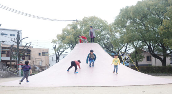 A rare pink mt fuji slide at yobitsugi park in nagoya