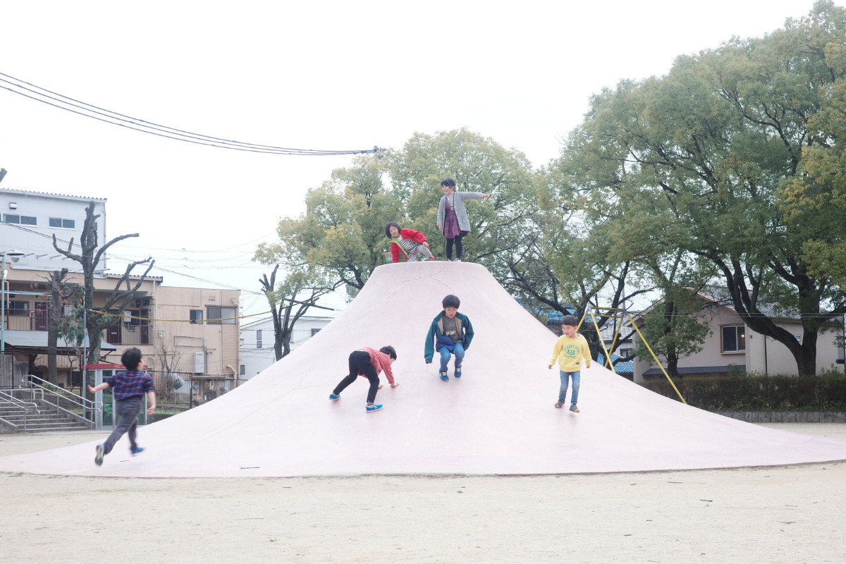 A rare pink mt fuji slide at yobitsugi park in nagoya